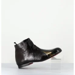 Clearance HOTTO Boots plates en cuir vernis souple & doré - 60464 MORO LAMIN ORO MARRON