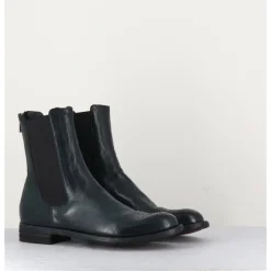 Discount OFFICINE CREATIVE Boots plates en cuir sombre, élastique & bout fleuri - LEXIKON099 FRENCHLOVER VERT