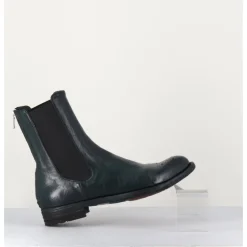 Discount OFFICINE CREATIVE Boots plates en cuir sombre, élastique & bout fleuri - LEXIKON099 FRENCHLOVER VERT