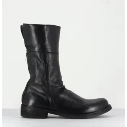 Best OFFICINE CREATIVE Boots plates mi-haute en cuir à zip arrière - LEGRAND125H24 NERO NOIR