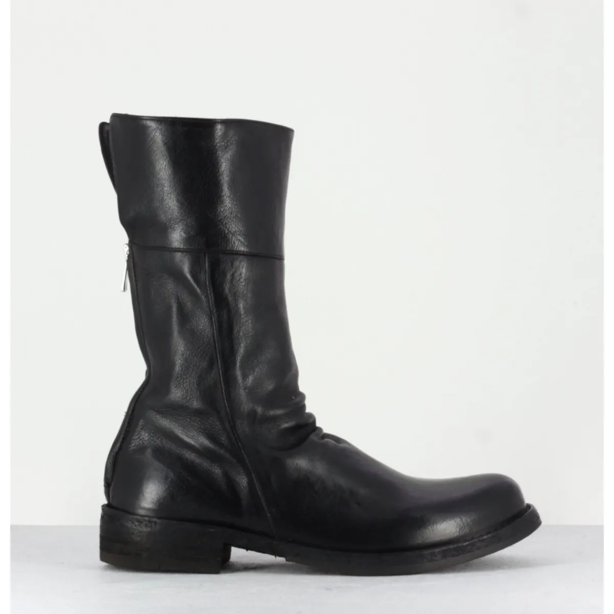 Best OFFICINE CREATIVE Boots plates mi-haute en cuir à zip arrière - LEGRAND125H24 NERO NOIR