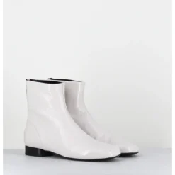 New HALMANERA Boots plates 60s en cuir vernis - PAM26 NAPLAK ICE BLANC