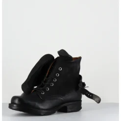 Sale A.S.98 Boots rangers à lacets en cuir et doré asymétriques - 259211 NERO NOIR