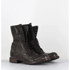 Hot MOMA Boots rangers à lacets en cuir lavé kaki - 71302 CUSNA TRAFFORD