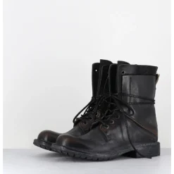 Online MOMA Boots rangers à lacets en cuir brossé - 77406 CUSNA NERO NOIR