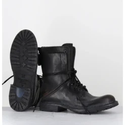 Online MOMA Boots rangers à lacets en cuir brossé - 77406 CUSNA NERO NOIR