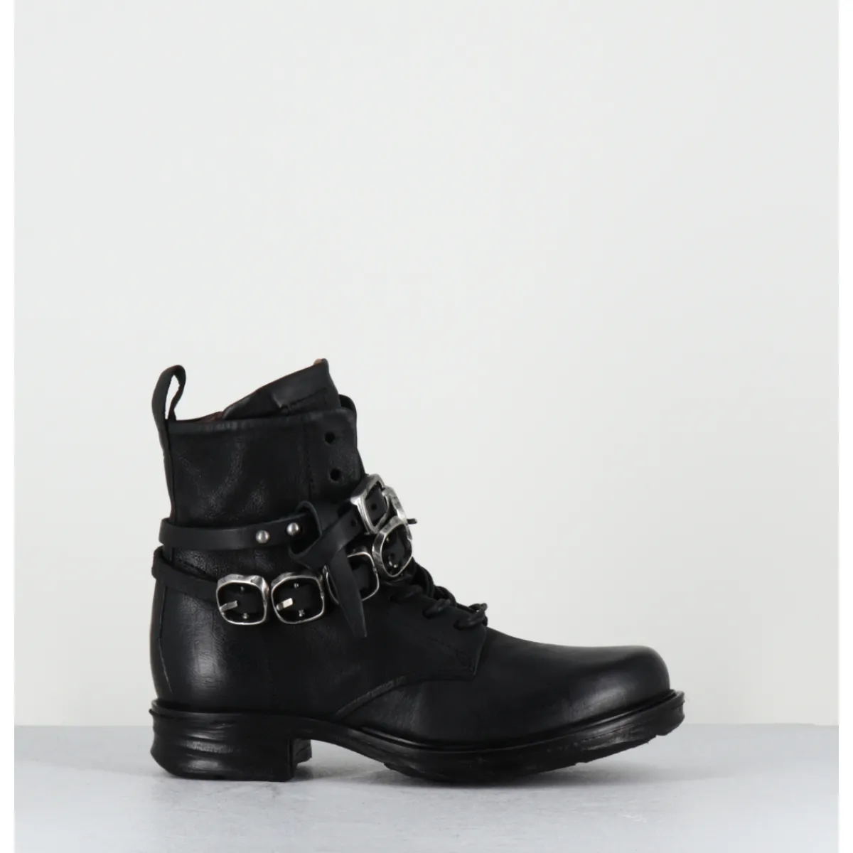 Online A.S.98 Boots rangers à lacets en cuir sangle à boucle - A50211 NERO NOIR