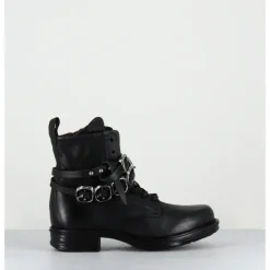 Online A.S.98 Boots rangers à lacets en cuir sangle à boucle - A50211 NERO NOIR