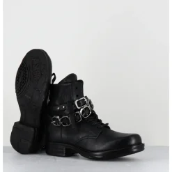 Online A.S.98 Boots rangers à lacets en cuir sangle à boucle - A50211 NERO NOIR