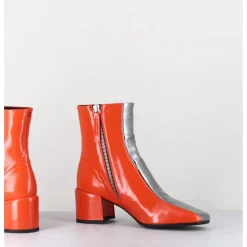 Clearance HALMANERA Boots 70s cuir & métal argent - CECIL13 NESPOLA SILVER ORANGE