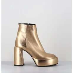 ELENA IACHI Boots 70s en cuir métallisé doré - E3303 BITTER GOLD DORE