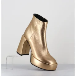 ELENA IACHI Boots 70s en cuir métallisé doré - E3303 BITTER GOLD DORE