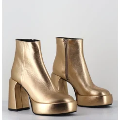 ELENA IACHI Boots 70s en cuir métallisé doré - E3303 BITTER GOLD DORE