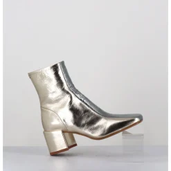 Best HALMANERA Boots 70s en cuir métallisé or & argent - CECIL13 METAL PLATINO DORE
