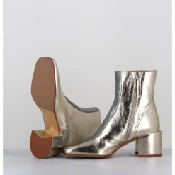 Best HALMANERA Boots 70s en cuir métallisé or & argent - CECIL13 METAL PLATINO DORE