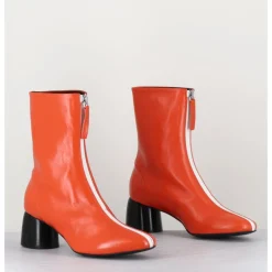 Online HALMANERA Boots 60s en cuir & talon noir - CAREN07 GLAZE NESPOLA ORANGE