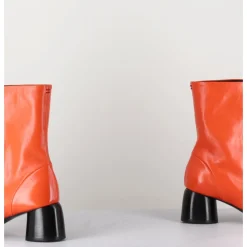 Online HALMANERA Boots 60s en cuir & talon noir - CAREN07 GLAZE NESPOLA ORANGE