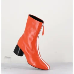 Online HALMANERA Boots 60s en cuir & talon noir - CAREN07 GLAZE NESPOLA ORANGE