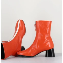 Online HALMANERA Boots 60s en cuir & talon noir - CAREN07 GLAZE NESPOLA ORANGE