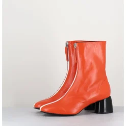 Online HALMANERA Boots 60s en cuir & talon noir - CAREN07 GLAZE NESPOLA ORANGE