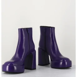 Outlet ELENA IACHI Boots 70s en cuir prune - E3303 PURPLE VIOLET