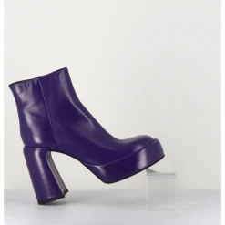 Outlet ELENA IACHI Boots 70s en cuir prune - E3303 PURPLE VIOLET