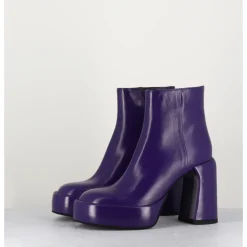 Outlet ELENA IACHI Boots 70s en cuir prune - E3303 PURPLE VIOLET