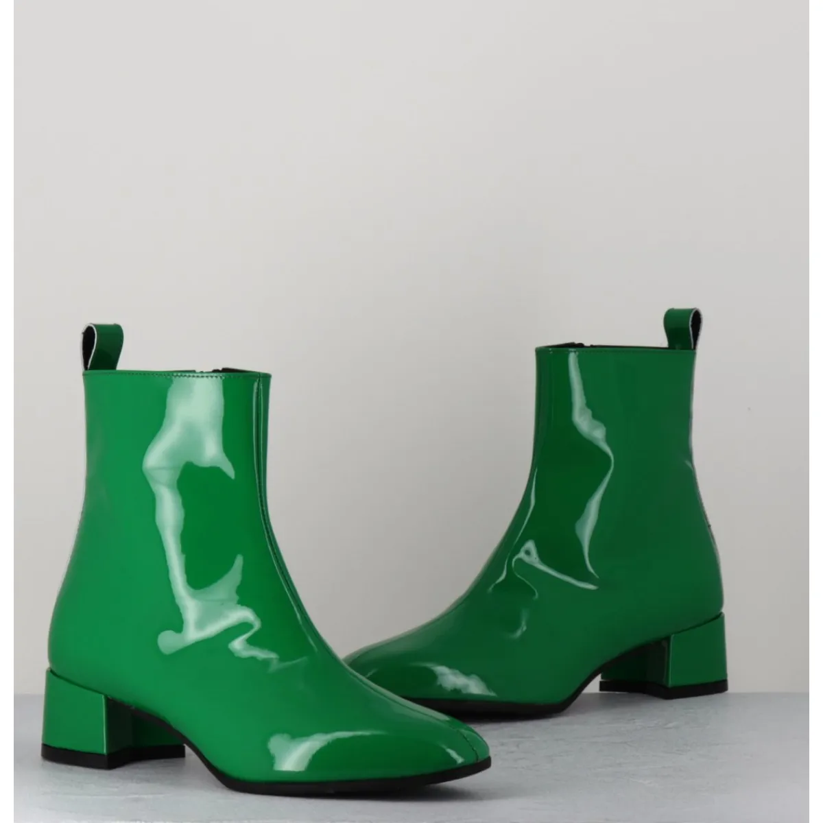 New GARRICE LAB Boots 60s en cuir vernis - JANE VERNICE VERDE VERT