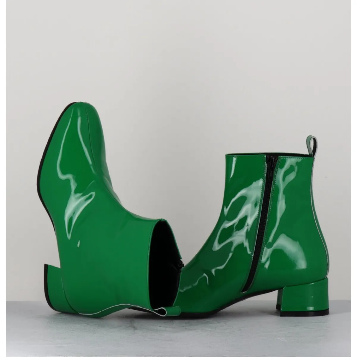 New GARRICE LAB Boots 60s en cuir vernis - JANE VERNICE VERDE VERT