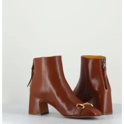 Best MARA BINI Boots 70s petit talon en cuir bout carré - F519 SETA CUOIO CAMEL