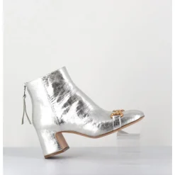 Best MARA BINI Boots 70s petit talon en cuir vieilli - Q199 VINTAGE SILVER ARGENT