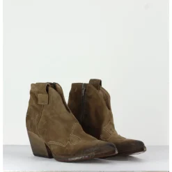 Best ELENA IACHI Boots santiags courtes en daim - E2004 HOMBRE SAND TAUPE
