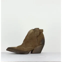 Best ELENA IACHI Boots santiags courtes en daim - E2004 HOMBRE SAND TAUPE