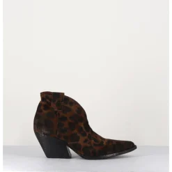 New ELENA IACHI Boots santiags courtes en daim - E2004L LEOPARD