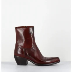 New LEMARGO Boots santiags en cuir brossé - GU02C DIVER COOPER ROUGE