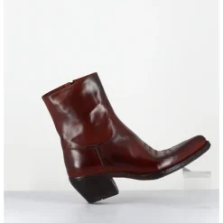 New LEMARGO Boots santiags en cuir brossé - GU02C DIVER COOPER ROUGE