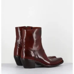 New LEMARGO Boots santiags en cuir brossé - GU02C DIVER COOPER ROUGE