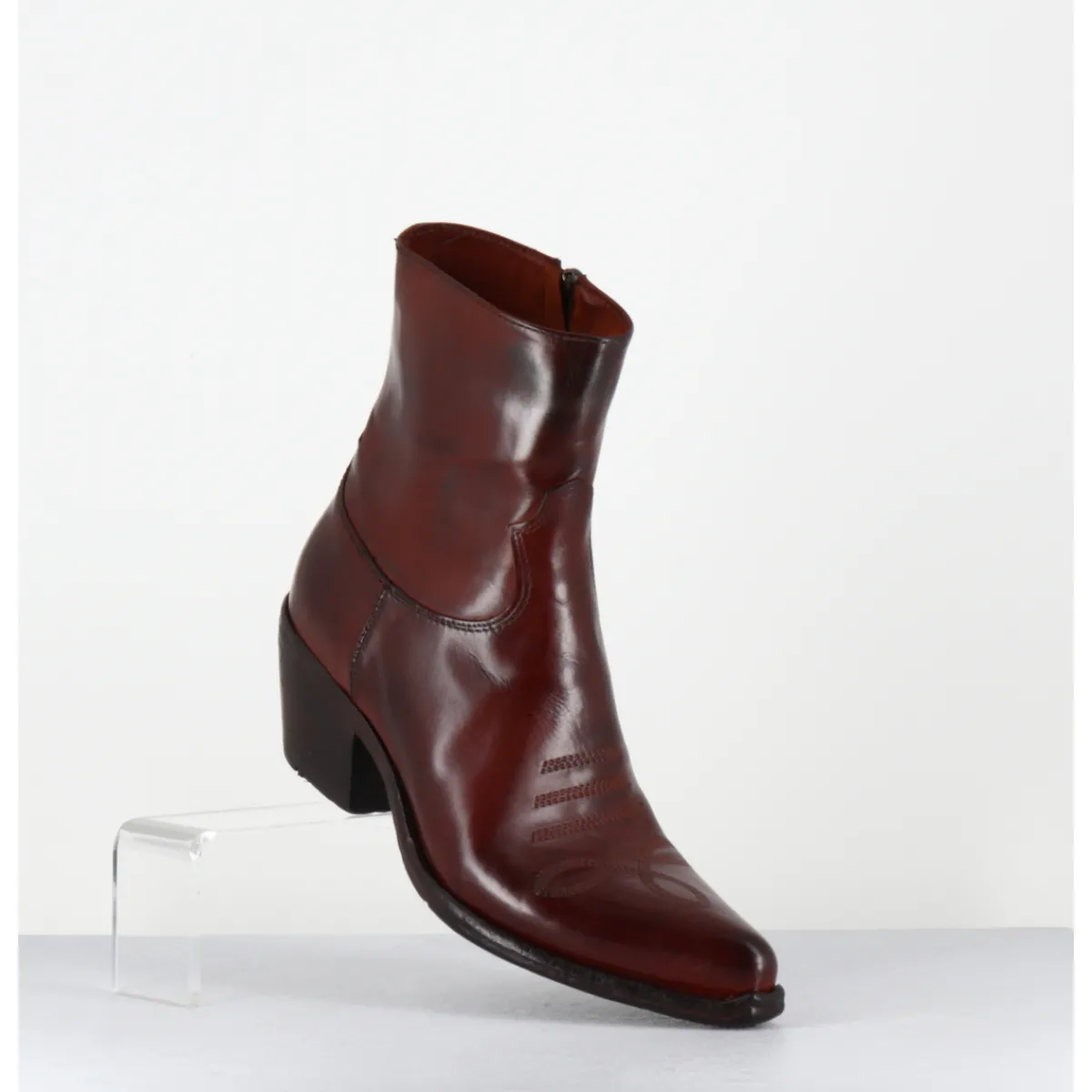 New LEMARGO Boots santiags en cuir brossé - GU02C DIVER COOPER ROUGE