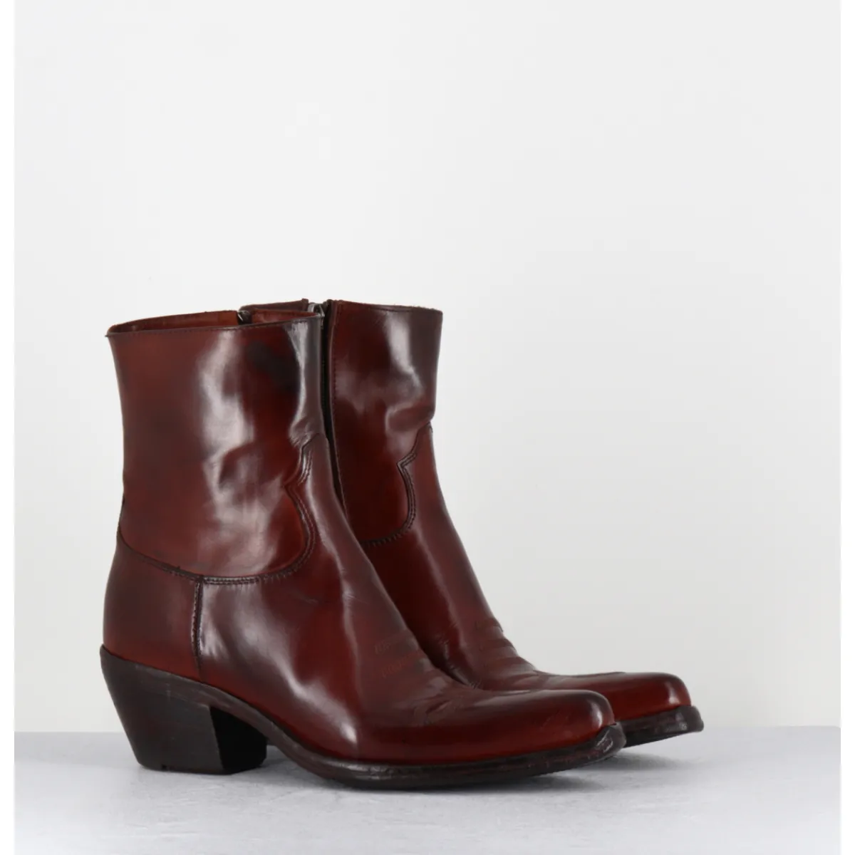 New LEMARGO Boots santiags en cuir brossé - GU02C DIVER COOPER ROUGE