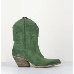 Sale ELENA IACHI Boots santiags en daim - E2016 TEXAN GREEN VERT
