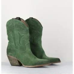 Sale ELENA IACHI Boots santiags en daim - E2016 TEXAN GREEN VERT