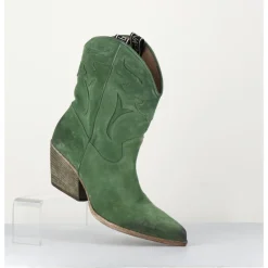 Sale ELENA IACHI Boots santiags en daim - E2016 TEXAN GREEN VERT