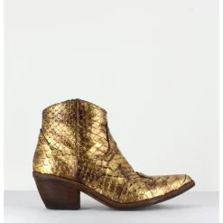 Best FAUZIAN JEUNESSE Boots santiags en python doré - 3662C PITONE ORO DORE