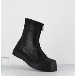 Outlet LOFINA Boots semelle exagérée en cuir à zip - 4163 GAS NERO NOIR