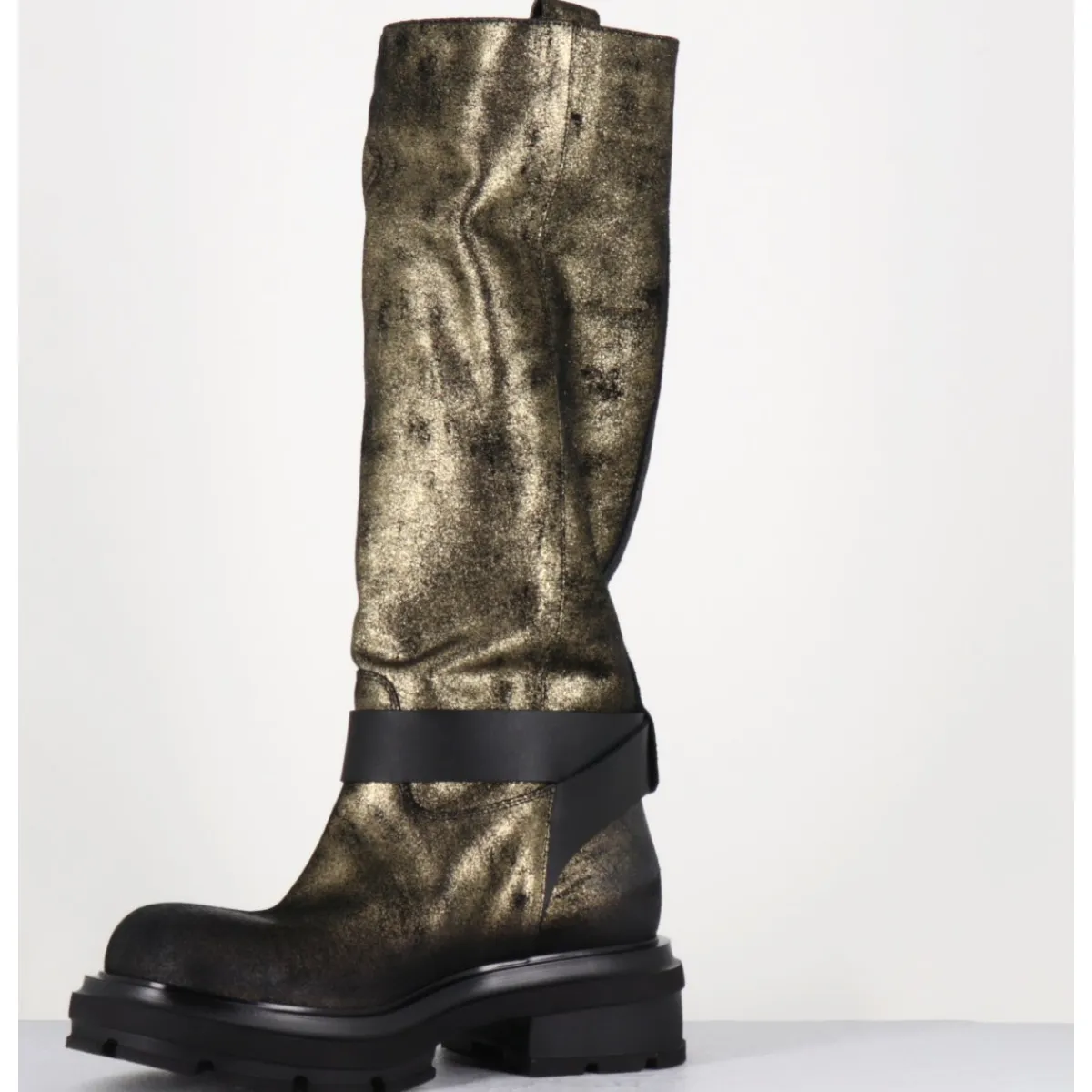 Clearance ELENA IACHI Boots semelle épaisse or brossé et noir - E4002-L DAZ GOLD BRONZE