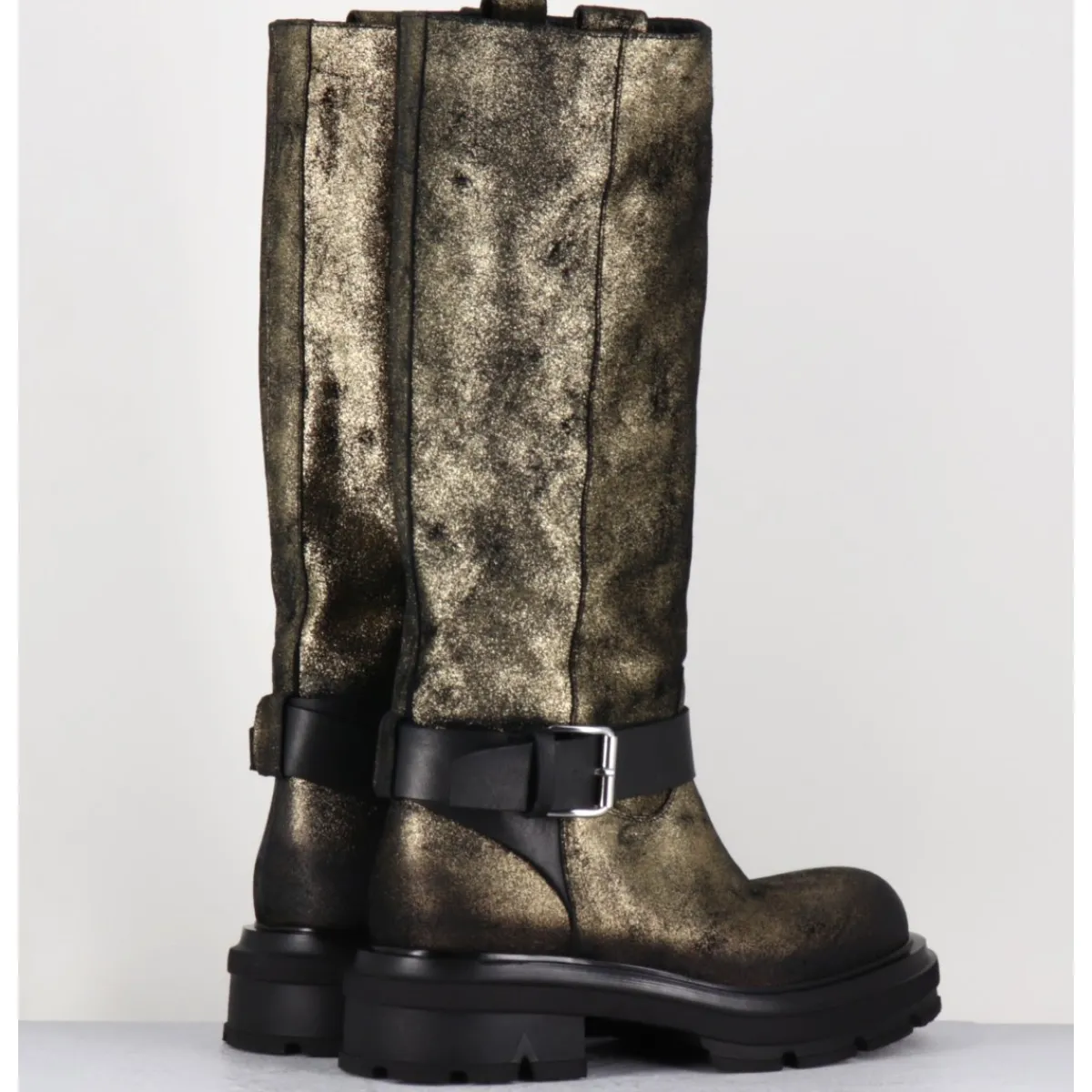 Clearance ELENA IACHI Boots semelle épaisse or brossé et noir - E4002-L DAZ GOLD BRONZE