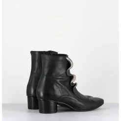 Best GARRICE LAB Boots souples en cuir & volant - TWIST FAR WEST NERO NOIR