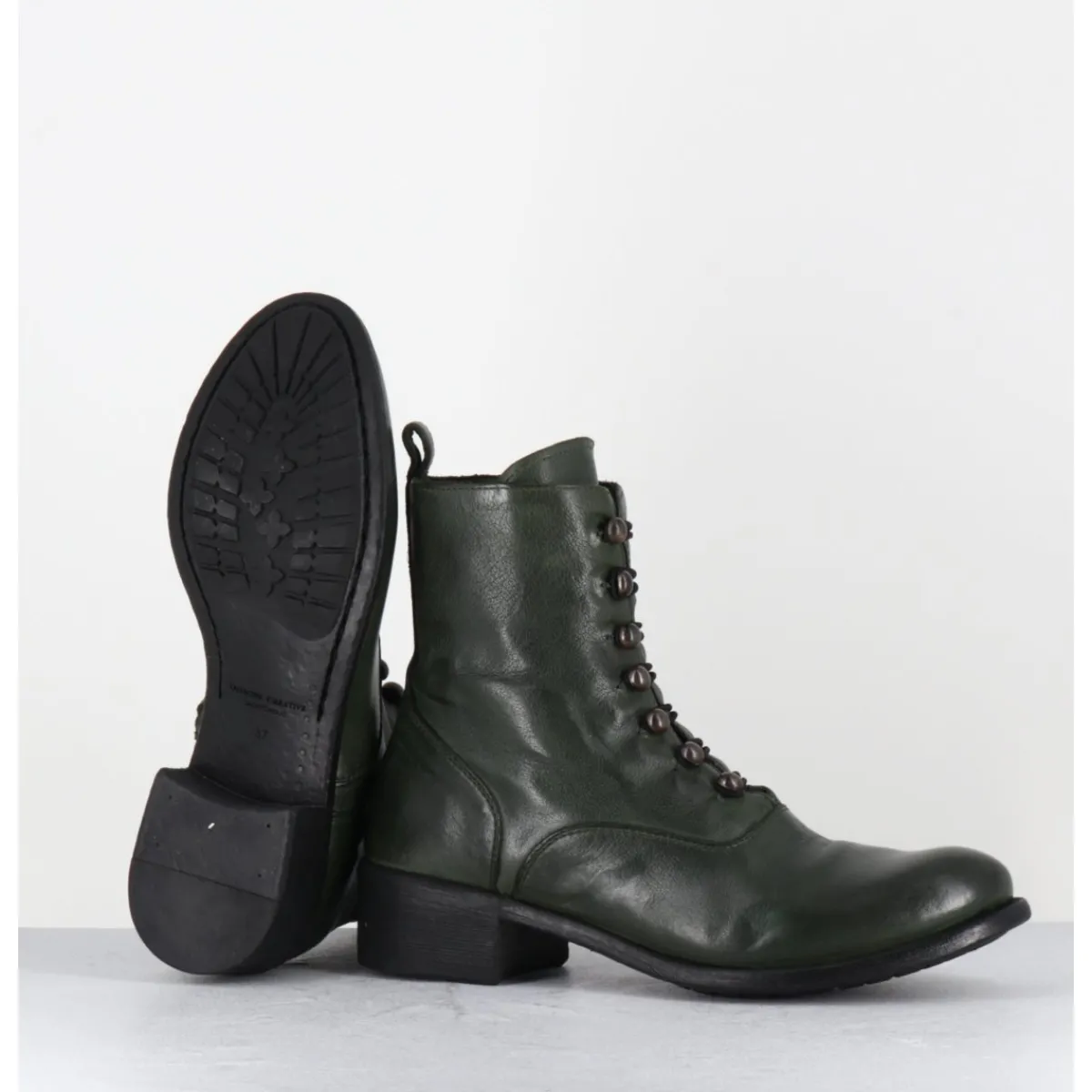 Online OFFICINE CREATIVE Boots souples en cuir à boutons - LISON CAOU036 VERDE VERT