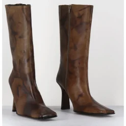 Sale MIISTA Boots talon haut & bout carré en cuir vieilli - NOOR BROWN ANKLE BOOTS MARRON
