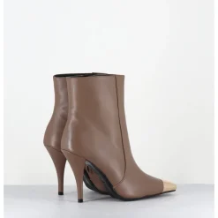 Hot GARRICE LAB Boots talon haut cuir grège bout or - MECHA3 NAPPA ACERO TAUPE